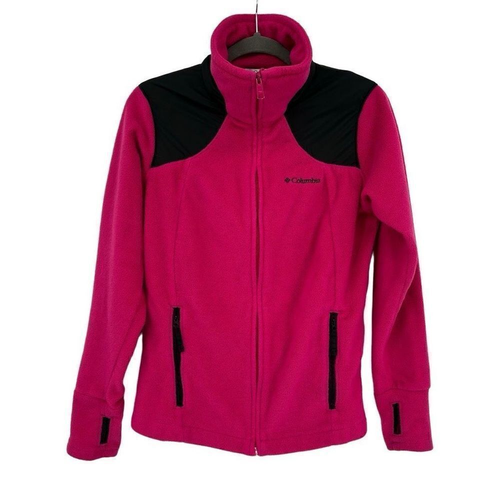 Columbia Fleece‎ Full Zip Jacket Stand Up Collar Pink Women's Large